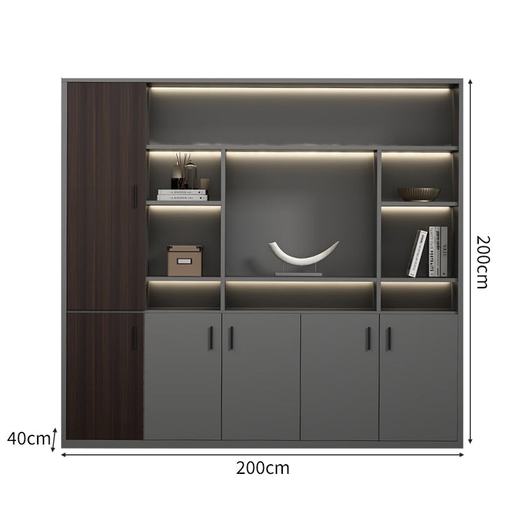 大容量 多段式 分類収納 オープン収納 扉付き 取っ手 台輪 安定性 キャビネット 収納棚 オフィス用 木目調 バイカラー 落ち着き 穏やか カスタマイズ可能 CWG-C023 chickagu