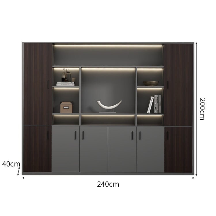 大容量 多段式 分類収納 オープン収納 扉付き 取っ手 台輪 安定性 キャビネット 収納棚 オフィス用 木目調 バイカラー 落ち着き 穏やか カスタマイズ可能 CWG-C023 chickagu