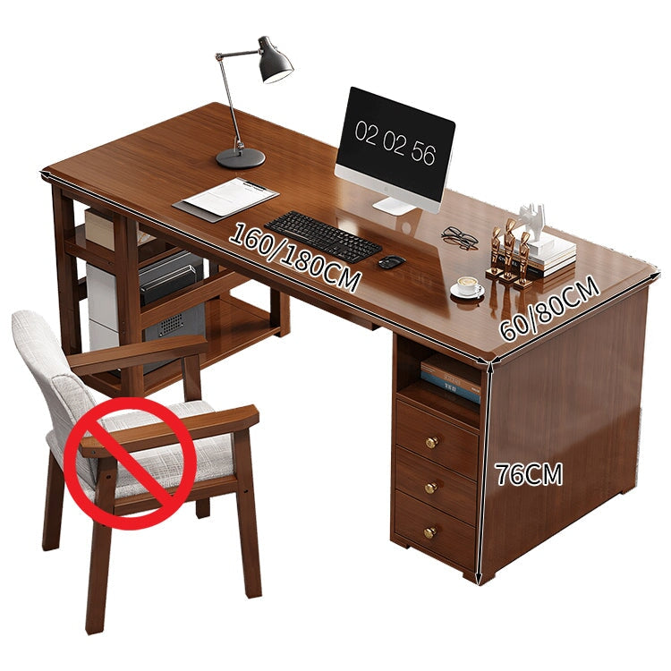 天然木 エコ塗装 引き出し オープン収納 オフィスデスク ワークデスク パソコンデスク デスク 広い天板 ラバーウッド PC収納 角丸 簡素 ナチュラル BGZ-C006 CHICKAGU