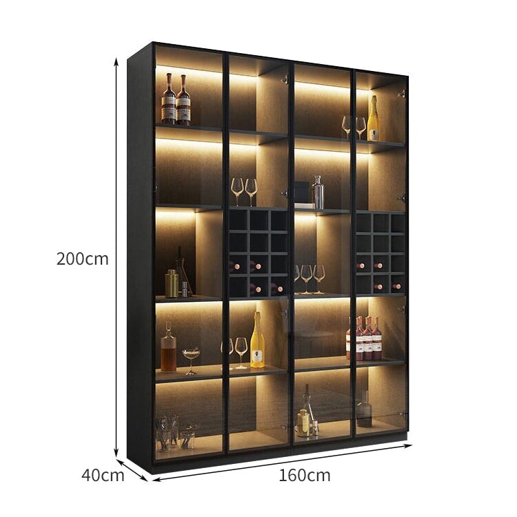 ワイン棚 ワイン収納  LEDライト キッチン収納 リビング収納 木製棚 収納棚 ワインラック オシャレ ブラック カスタマイズ可能 SNG-015 chickagu