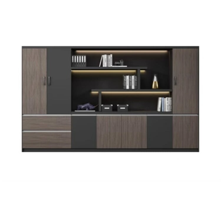 本棚 木製書庫 キャビネット 収納棚 オフィス家具 事務所 木製 収納 木目調 おしゃれ ウォールナット グレー ナチュラル カスタマイズ可能 CWG-039  CHICKAGU