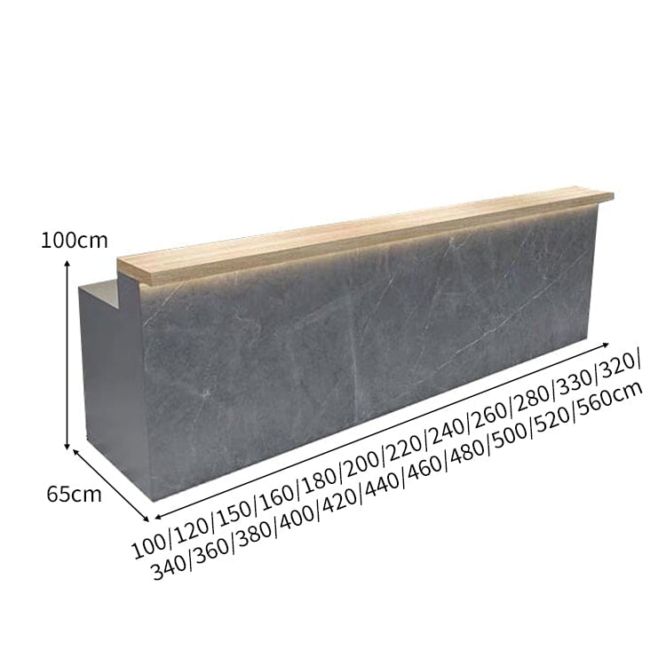 L型 LEDライト付き 大容量収納 引き出し付き 受付カウンター バーカウンター 受付台 カウンターテーブル グレー カスタマイズ可能 JDT-C027