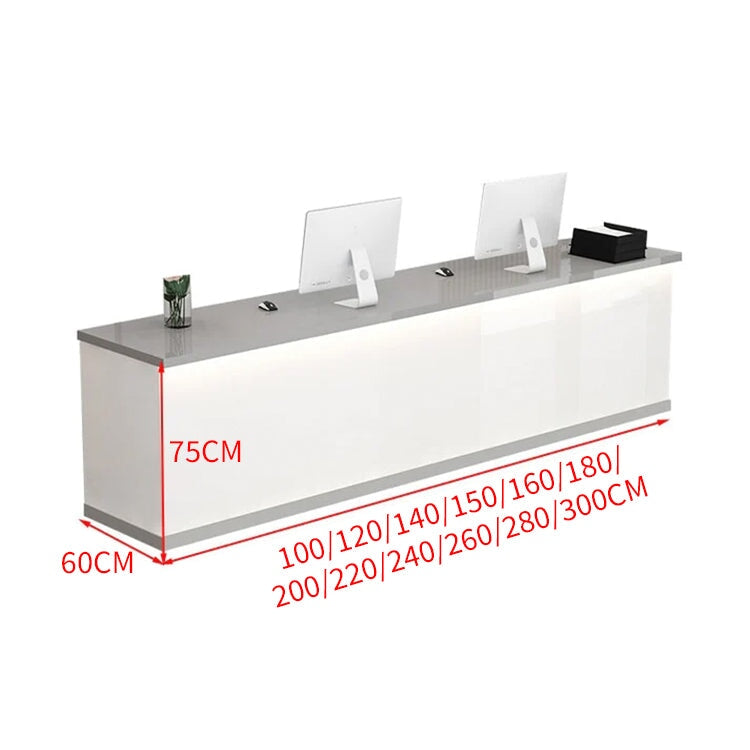 木製受付カウンター レセプションデスク レジカウンター 受付カウンター エントランス受付 業務用 会社用 キーボードトレイ付き 広い天板 高級感 chickagu