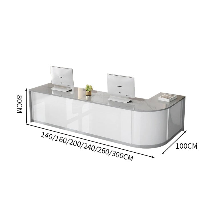 受付カウンター カウンター 受付台 オフィス受付 エントランス受付 モダン 引き出し 収納 光沢のある カグヤス受付カウンター 受付台 オフィス受付 エントランス受付 鍵付き引き出し キーボードトレイ キャビネット ホワイト カスタマイズ可能 JDT-071