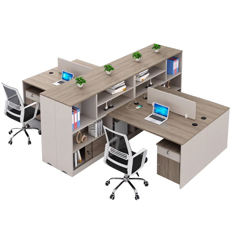 オフィスデスク デスク ワークデスク オフィス用 事務所 幕板 広い天板 厚み 安定性 収納棚 多段式 トップパネル 木目調 機能的 使い勝手 モダン カスタマイズ可能 BGZ-K033