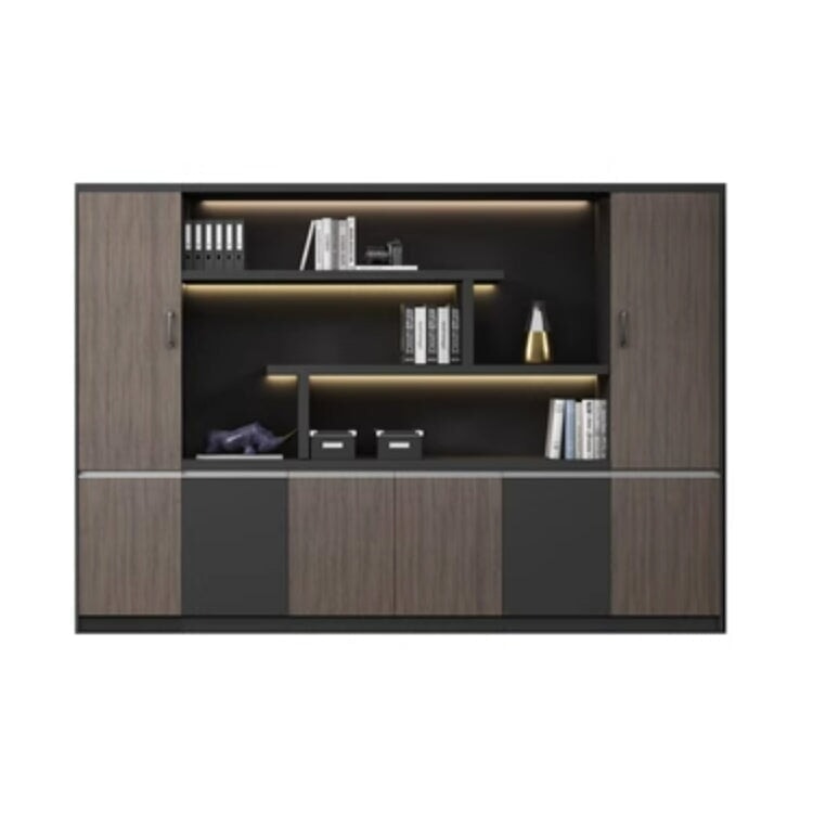 本棚 木製書庫 キャビネット 収納棚 オフィス家具 事務所 木製 収納 木目調 おしゃれ ウォールナット グレー ナチュラル カスタマイズ可能 CWG-039  CHICKAGU