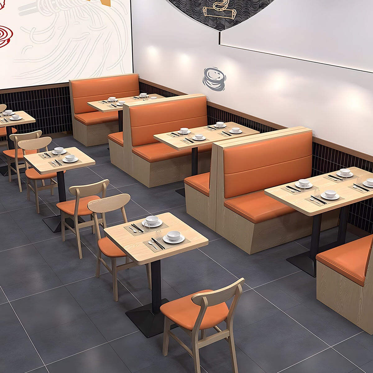 ダイニングテーブル テーブル ダイニング お店用 三点セット ナッパレザー 丈夫な天板 ラバーウッド ウレタン充填 柔らか シンプル カスタマイズ可能 CZ-C009 chickagu