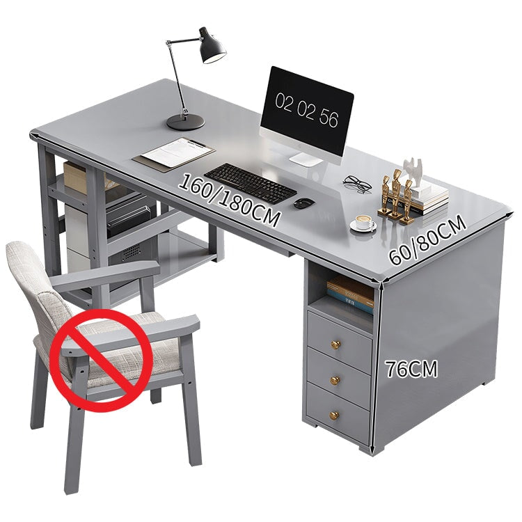 天然木 エコ塗装 引き出し オープン収納 オフィスデスク ワークデスク パソコンデスク デスク 広い天板 ラバーウッド PC収納 角丸 簡素 ナチュラル BGZ-C006 CHICKAGU