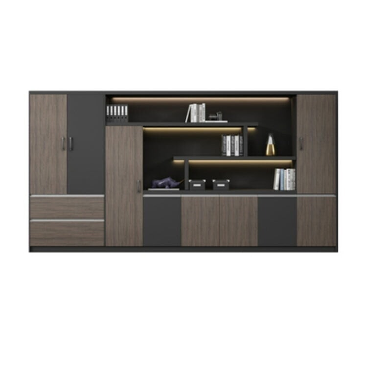 本棚 木製書庫 キャビネット 収納棚 オフィス家具 事務所 木製 収納 木目調 おしゃれ ウォールナット グレー ナチュラル カスタマイズ可能 CWG-039  CHICKAGU