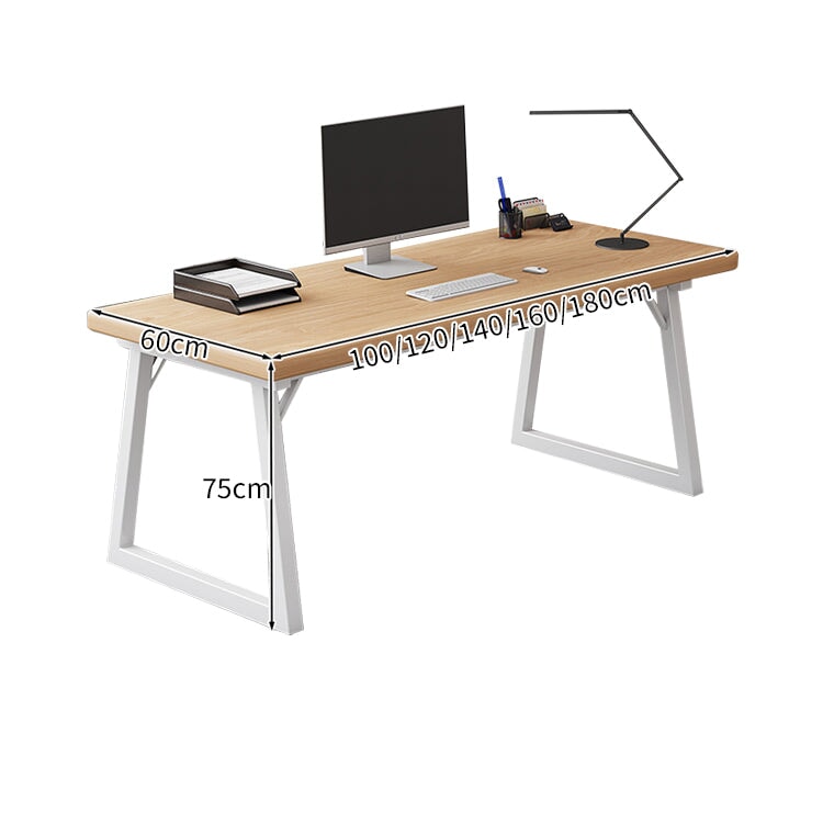 幅広 スチールフレーム 台形 横フレーム 厚い天板 エッジ加工 デスク オフィスデスク パソコンデスク 木目調 上質 ミニマル BGZ-C076