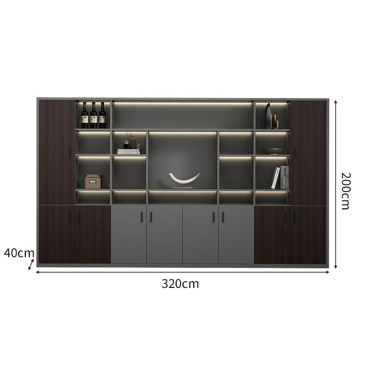 大容量 多段式 分類収納 オープン収納 扉付き 取っ手 台輪 安定性 キャビネット 収納棚 オフィス用 木目調 バイカラー 落ち着き 穏やか カスタマイズ可能 CWG-C023 chickagu