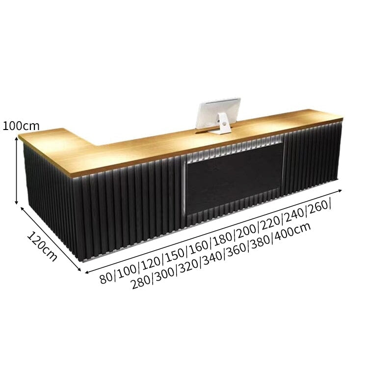 LEDライト付き 大容量収納 鍵付き引き出し 受付カウンター バーカウンター 受付台 カウンターテーブル L型 おしゃれ ブルー カスタマイズ可能 JDT-C029 chickagu