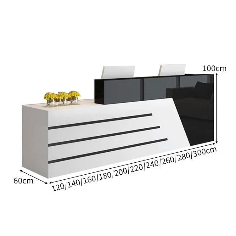 木製受付カウンター レセプションデスク レジカウンター 受付カウンター エントランス受付 業務用 会社用 キーボードトレイ付き 配線穴付き シンプ ホワイト カスタマイズ可能 chickagu