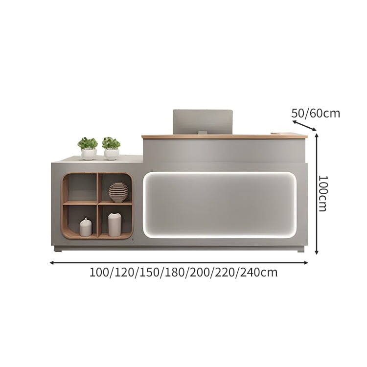 上部天板付き スリット入り LEDライト 配線穴キャップ 展示棚 収納機能 受付カウンター 受付台 カウンター おしゃれ シック 上質 カスタマイズ可能 JDT-A422 chickagu