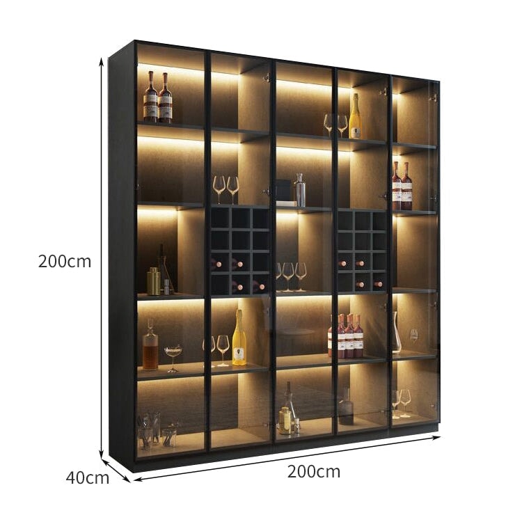 ワイン棚 ワイン収納  LEDライト キッチン収納 リビング収納 木製棚 収納棚 ワインラック オシャレ ブラック カスタマイズ可能 SNG-015 chickagu