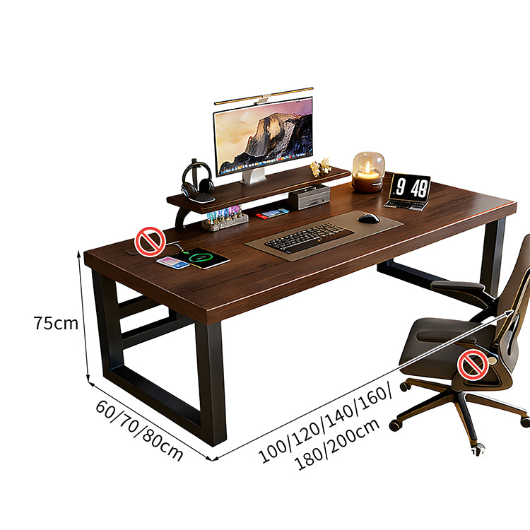 デスク インドア 室内 パソコンデスク 天然木 広い天板 分厚い モニター置き棚 炭素鋼フレーム 頑丈 口字型 安定性 落ち着き 重厚感 カスタマイズ可能 SNZ-C040