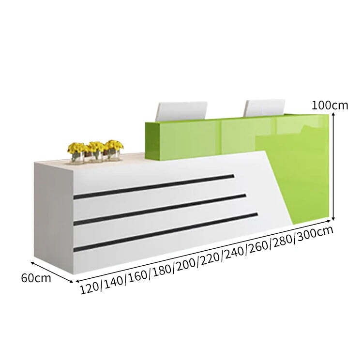 木製受付カウンター レセプションデスク レジカウンター 受付カウンター エントランス受付 業務用 会社用 キーボードトレイ付き 配線穴付き シンプ ホワイト カスタマイズ可能 chickagu