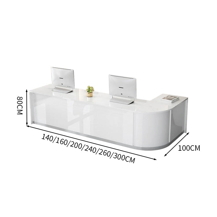 受付カウンター カウンター 受付台 オフィス受付 エントランス受付 モダン 引き出し 収納 光沢のある カグヤス受付カウンター 受付台 オフィス受付 エントランス受付 鍵付き引き出し キーボードトレイ キャビネット ホワイト カスタマイズ可能 JDT-071