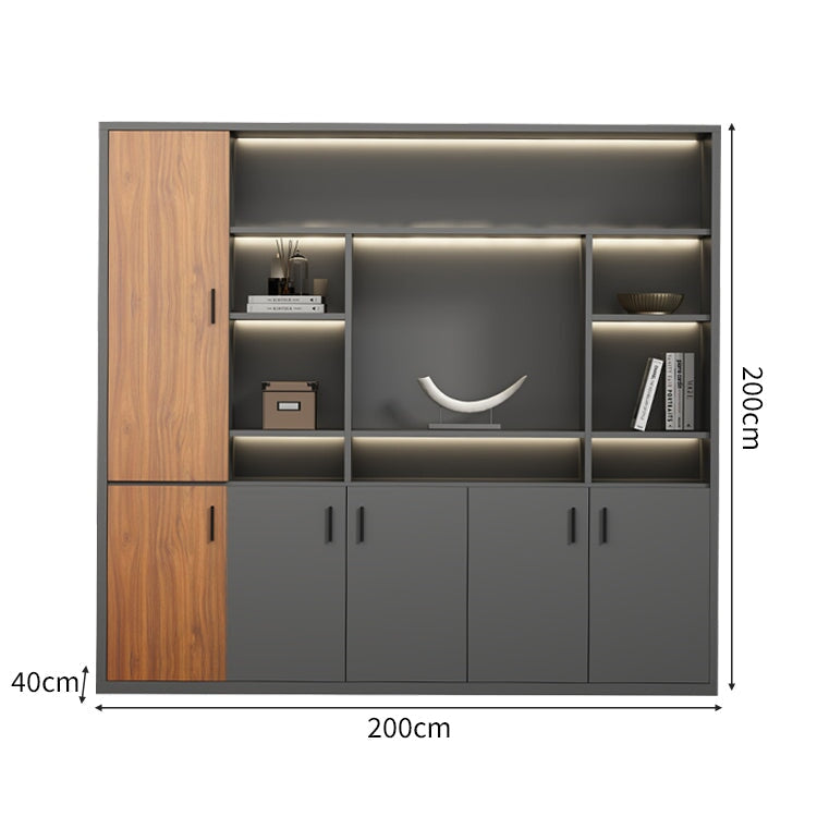大容量 多段式 分類収納 オープン収納 扉付き 取っ手 台輪 安定性 キャビネット 収納棚 オフィス用 木目調 バイカラー 落ち着き 穏やか カスタマイズ可能 CWG-C023 chickagu
