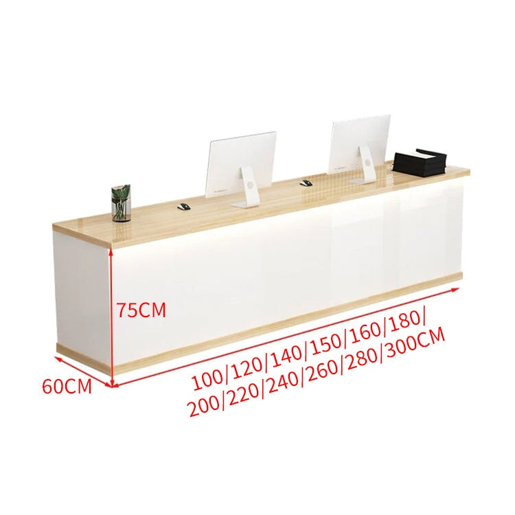 木製受付カウンター レセプションデスク レジカウンター 受付カウンター エントランス受付 業務用 会社用 キーボードトレイ付き 広い天板 高級感 chickagu