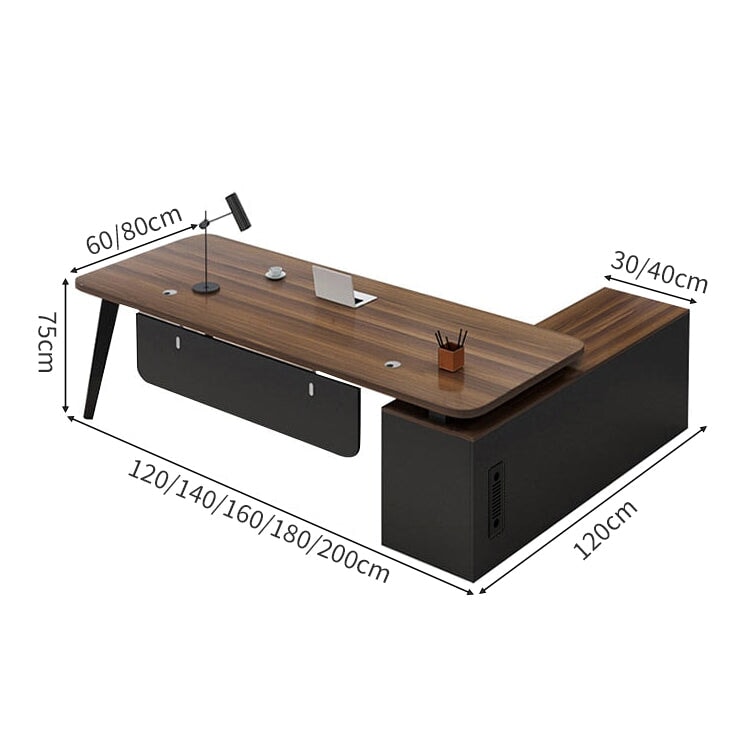 広い天板 キャビネット 大容量 スチールフレーム 幕板 プライバシー配慮 配線穴キャップ デスク 役員デスク エグゼクティブ 落ち着き 木目調 機能性 カスタマイズ可能 LBZ-C064 chickagu