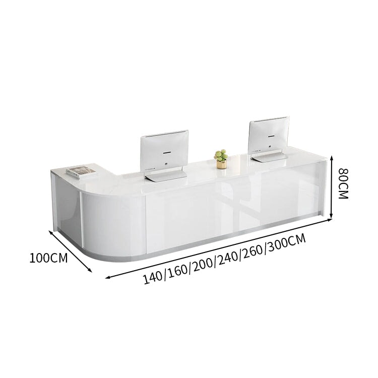受付カウンター カウンター 受付台 オフィス受付 エントランス受付 モダン 引き出し 収納 光沢のある カグヤス受付カウンター 受付台 オフィス受付 エントランス受付 鍵付き引き出し キーボードトレイ キャビネット ホワイト カスタマイズ可能 JDT-071