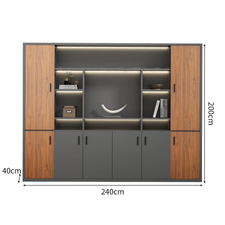 大容量 多段式 分類収納 オープン収納 扉付き 取っ手 台輪 安定性 キャビネット 収納棚 オフィス用 木目調 バイカラー 落ち着き 穏やか カスタマイズ可能 CWG-C023 chickagu