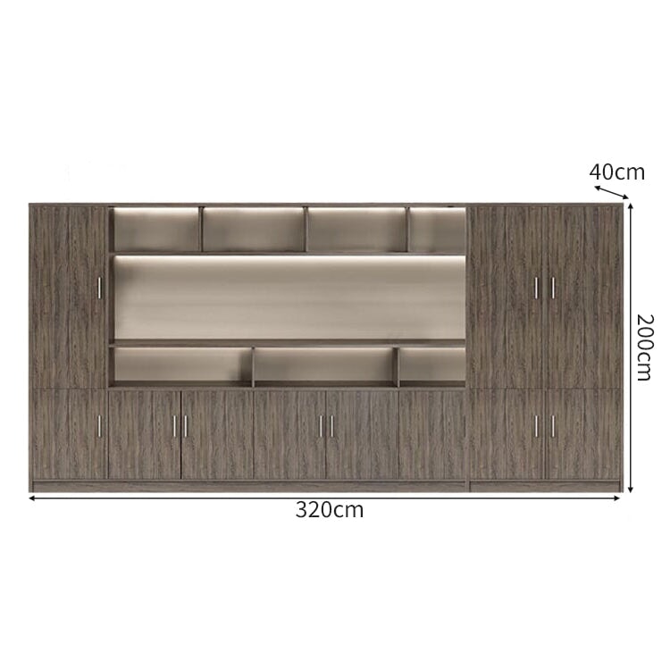 役員室用 書斎用 オープン収納 扉付き 高級感 オフィスキャビネット ディスプレイラック 本棚 キャビネット 収納ラック 収納棚 ウォールナット カスタマイズ可能 CWG-C031 chickagu