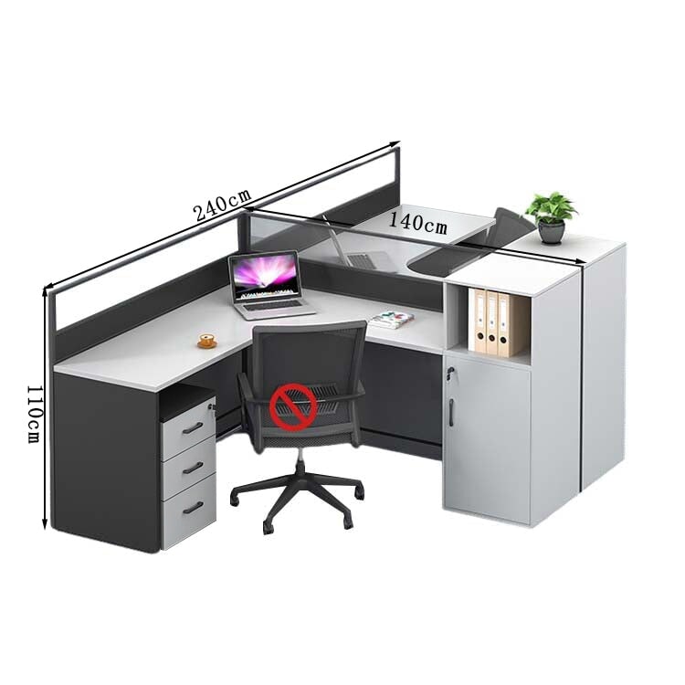 オフィスデスク ワークデスク 事務用デスク パソコンデスク デスク トップパネル サイドキャビネット 大容量収納 ホワイト カスタマイズ可能 BGZ-209 - kaguyasu
