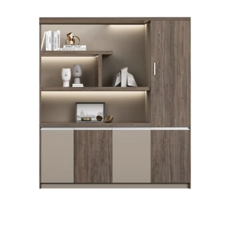 本棚 木製書庫 キャビネット 収納棚 オフィス家具 事務所 木製 収納 木目調 おしゃれ ウォールナット グレー ナチュラル カスタマイズ可能 CWG-039  CHICKAGU