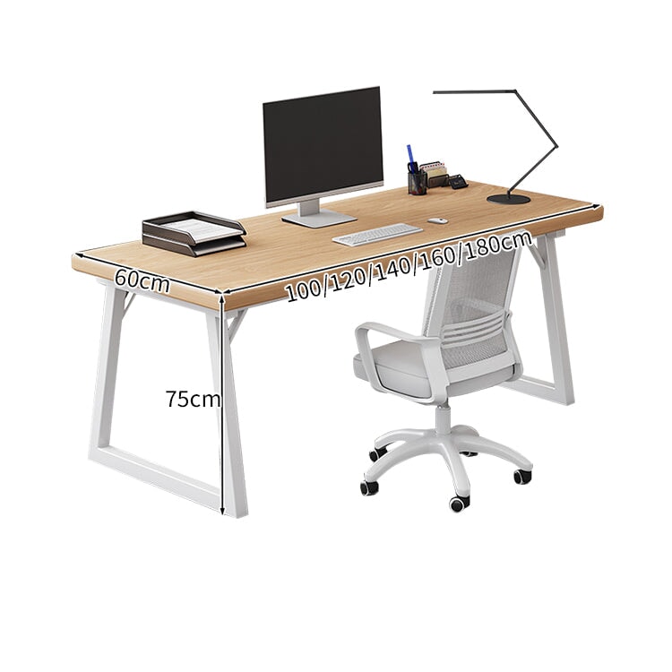 幅広 スチールフレーム 台形 横フレーム 厚い天板 エッジ加工 デスク オフィスデスク パソコンデスク 木目調 上質 ミニマル BGZ-C076