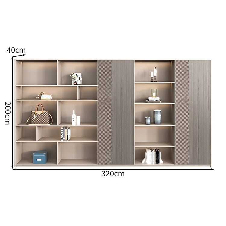 多段式 オープン収納 扉付き エコ板材 高密度 耐久性 収納キャビネット 棚 収納ラック 落ち着き エレガント 上品 カスタマイズ可能 CWG-C026