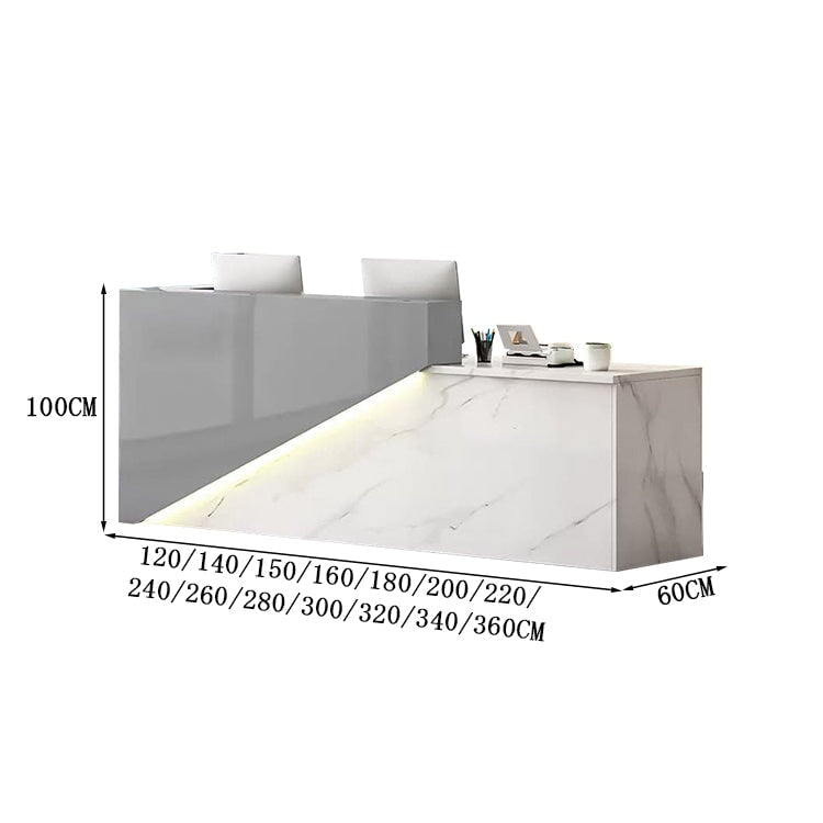 受付台 受付カウンター ハイカウンター マーブル模様 エコ素材 鍵付き引き出し 配線孔付き バイカラー  シック カスタマイズ可能 JDT-A407  chickagu