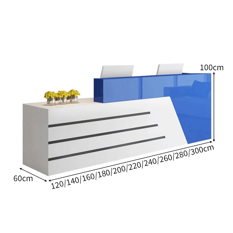 木製受付カウンター レセプションデスク レジカウンター 受付カウンター エントランス受付 業務用 会社用 キーボードトレイ付き 配線穴付き シンプ ホワイト カスタマイズ可能 chickagu