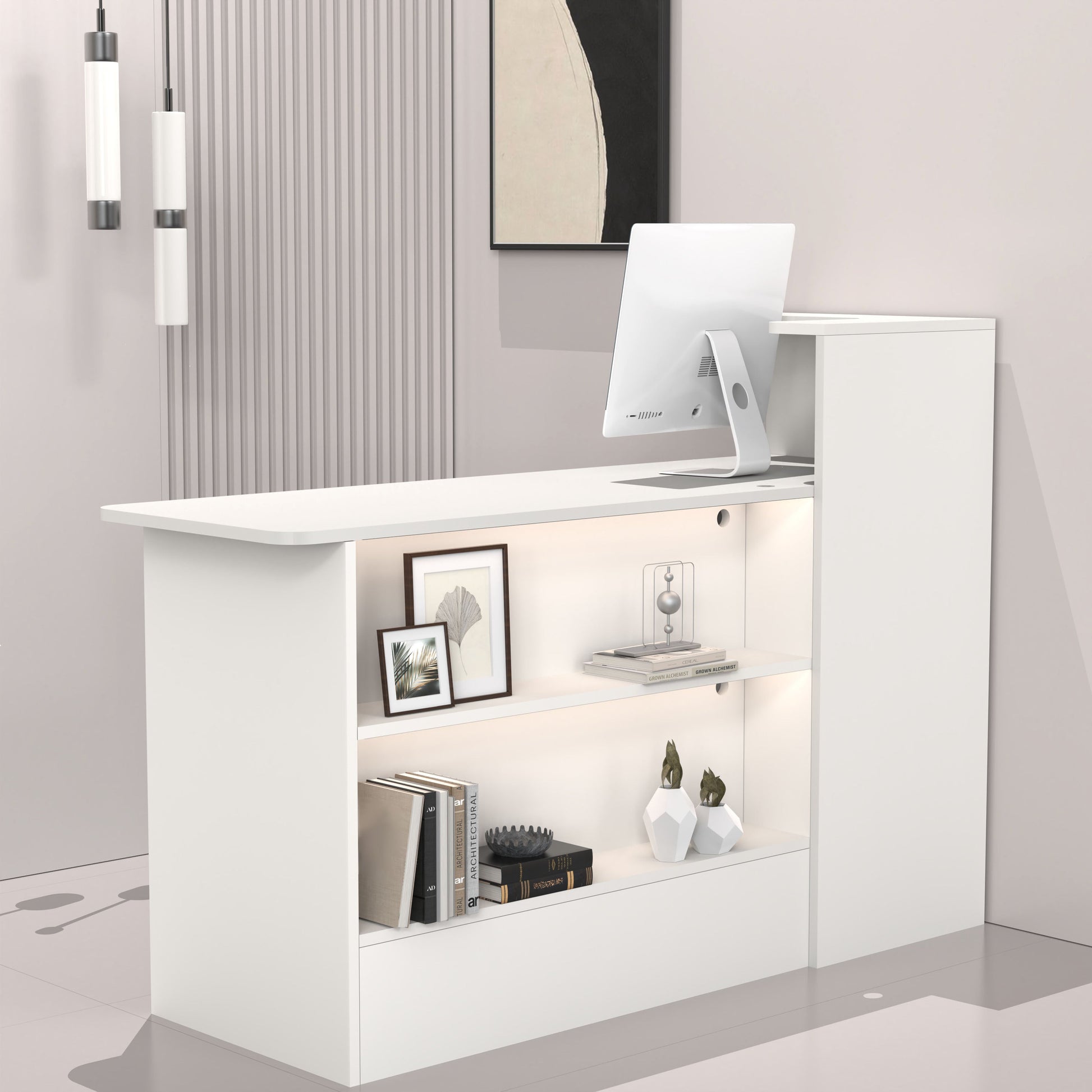 カウンター 受付カウンター オープン収納 大容量 分類収納 おしゃれ 機能的 ホワイト ナチュラル JDT-2210