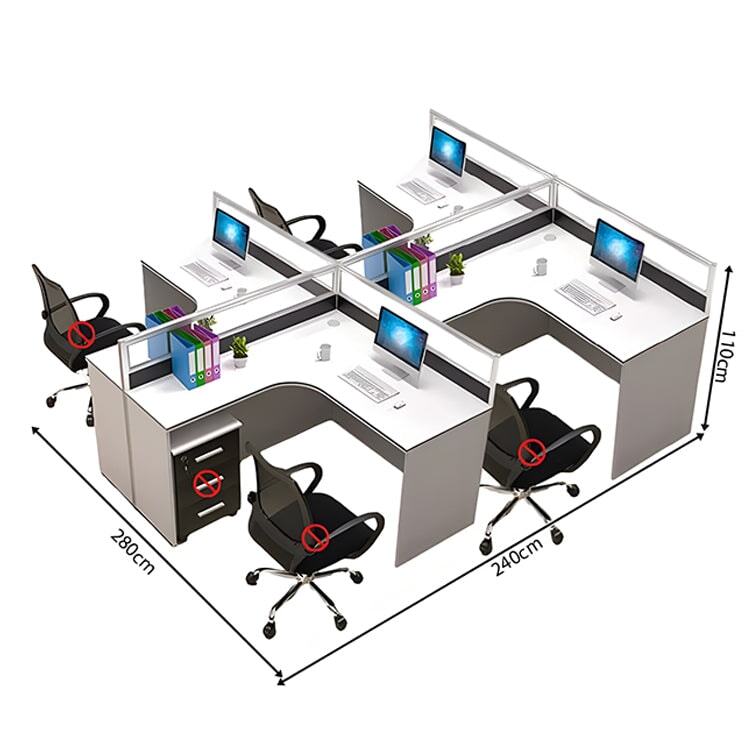 L型デスク トップパネル付き アジャスター付き オフィスデスク 事務机 ワークデスク パソコンデスク ファイルワゴン ホワイト カスタマイズ可能 BGZ-C015 CHICKAGU