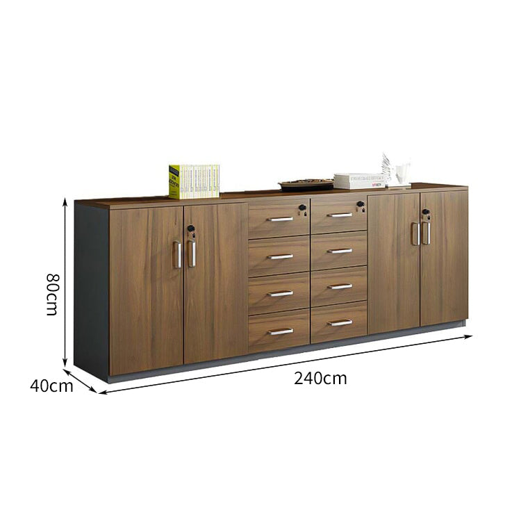 メラミン化粧板 錠付き 扉付き 引き出し 大容量 収納棚 キャビネット 収納キャビネット 木目調 落ち着き ウォールナット カスタマイズ可能 CWG-C072