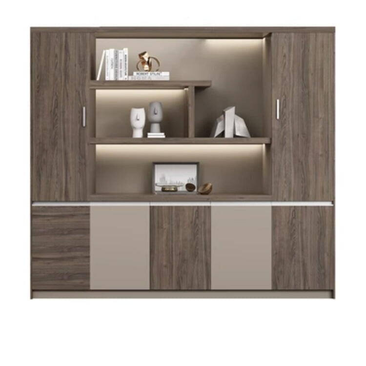 本棚 木製書庫 キャビネット 収納棚 オフィス家具 事務所 木製 収納 木目調 おしゃれ ウォールナット グレー ナチュラル カスタマイズ可能 CWG-039  CHICKAGU