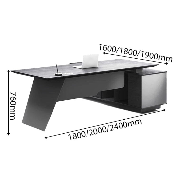 エグゼクティブデスク 片袖机 役員デスク オフィスデスク サイドキャビネット 幕板付き ㍶収納 おしゃれ グレー カスタマイズ可能 LBZ-C032 CHICKAGU