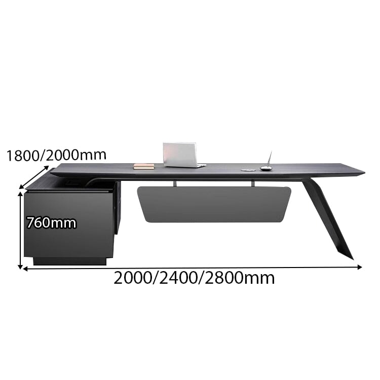 エグゼクティブデスク 片袖机 役員デスク オフィスデスク サイドキャビネット 幕板付き ㍶収納 おしゃれ グレー カスタマイズ可能 LBZ-C032 CHICKAGU