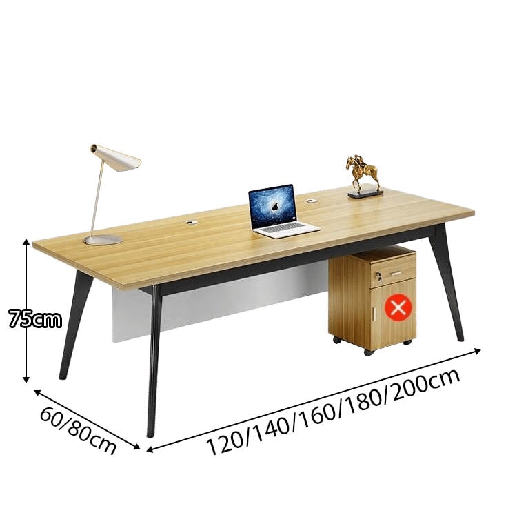 オフィスデスク L字デスク 社長デスク 役員用デスク 炭素鋼脚 配線穴付き サイドワゴン 幕板付き ウォールナット カスタマイズ可能 LBZ-C013 CHICKAGU