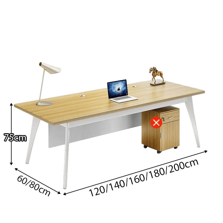 オフィスデスク L字デスク 社長デスク 役員用デスク 炭素鋼脚 配線穴付き サイドワゴン 幕板付き ウォールナット カスタマイズ可能 LBZ-C013 CHICKAGU