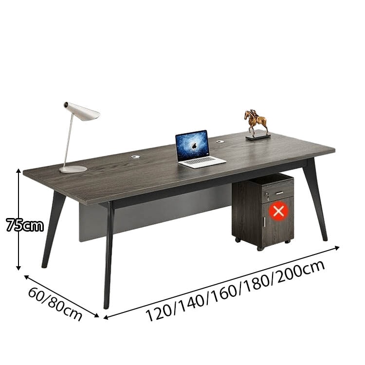 オフィスデスク L字デスク 社長デスク 役員用デスク 炭素鋼脚 配線穴付き サイドワゴン 幕板付き ウォールナット カスタマイズ可能 LBZ-C013 CHICKAGU