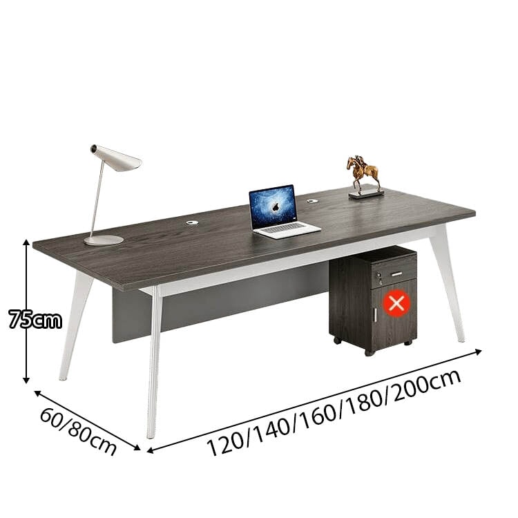 オフィスデスク L字デスク 社長デスク 役員用デスク 炭素鋼脚 配線穴付き サイドワゴン 幕板付き ウォールナット カスタマイズ可能 LBZ-C013 CHICKAGU
