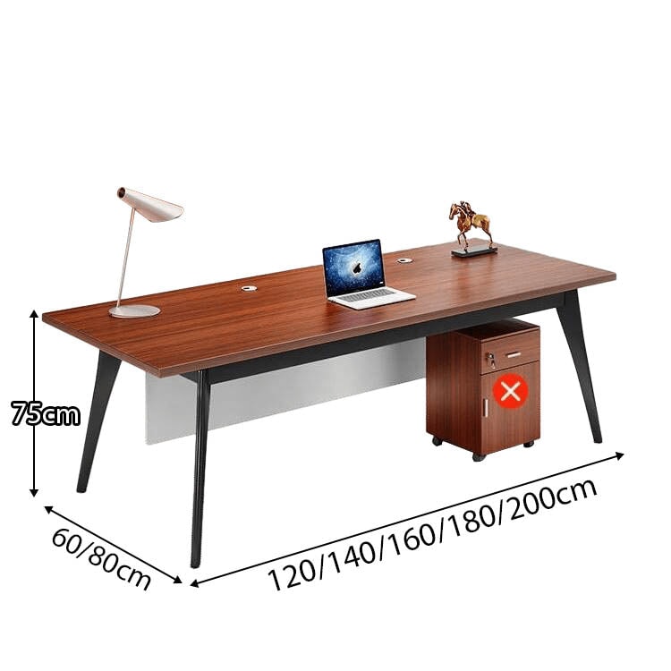 オフィスデスク L字デスク 社長デスク 役員用デスク 炭素鋼脚 配線穴付き サイドワゴン 幕板付き ウォールナット カスタマイズ可能 LBZ-C013 CHICKAGU