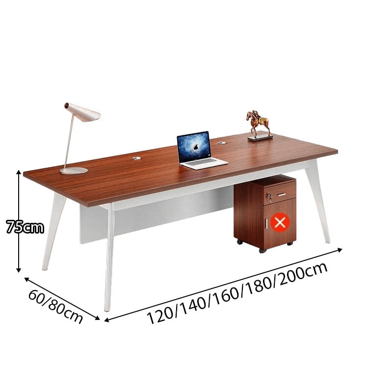 オフィスデスク L字デスク 社長デスク 役員用デスク 炭素鋼脚 配線穴付き サイドワゴン 幕板付き ウォールナット カスタマイズ可能 LBZ-C013 CHICKAGU