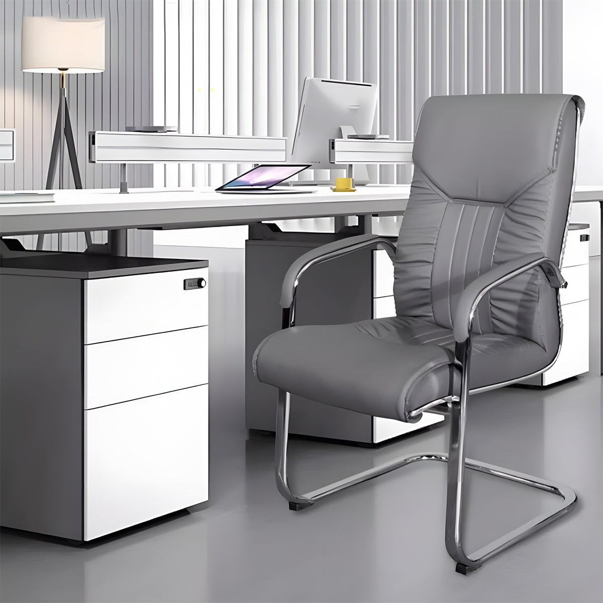 ラテックス クッション 柔らか 人間工学 PUレザー スチールフレーム ループ脚 チェア オフィスチェア シンプル 快適 BGY-C011 chickagu