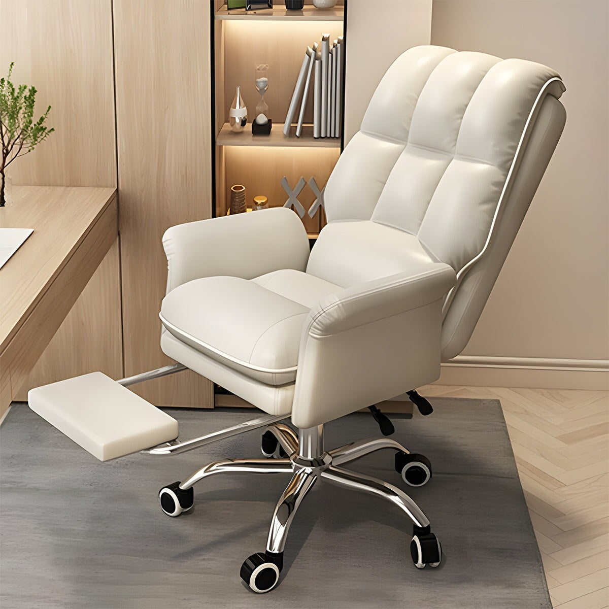 肉厚 ボリューム感 クッション性 リクライニング 昇降回転式 フットレスト PUレザー チェア オフィスチェア 作業用 柔らか 快適 上質 BGY-C024 chickagu