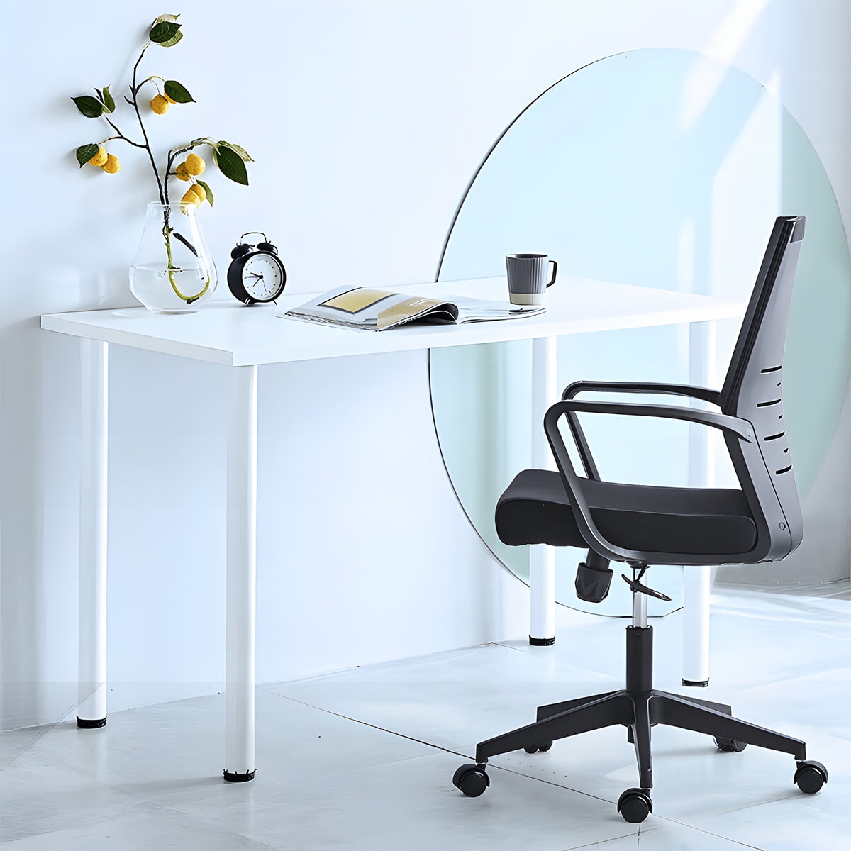 メッシュ 通気性 ファブリック リクライニング ウレタン 五本脚ベース チェア オフィスチェア ワークチェア キャスター 床のキズ防止 快適 シンプル BGY-C038 chickagu