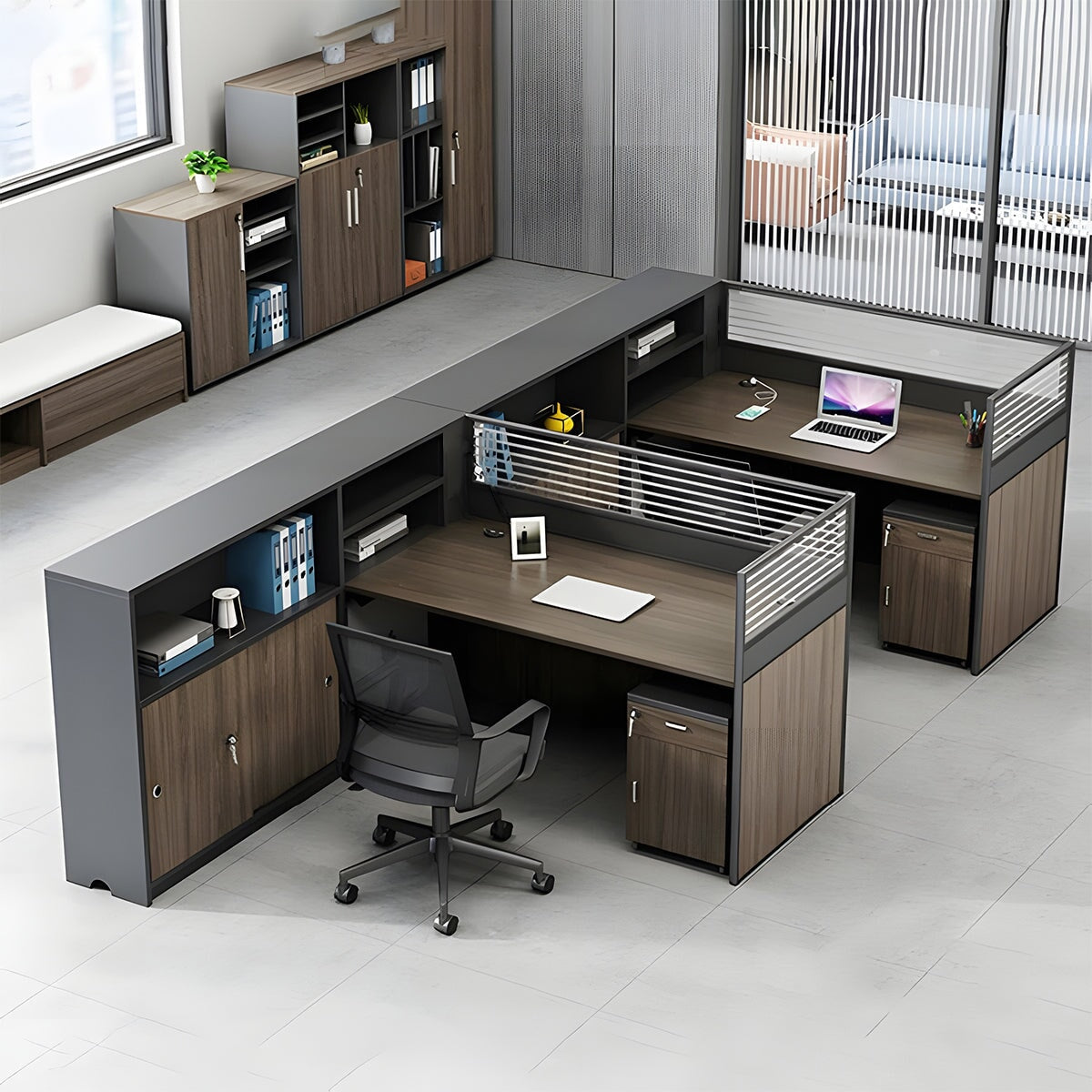 オープン収納 トップパネル付き オフィスデスク ワークデスク パソコンデスク  デスク サイドキャビネット ウォールナット カスタマイズ可能 BGZ-C055 chickagu